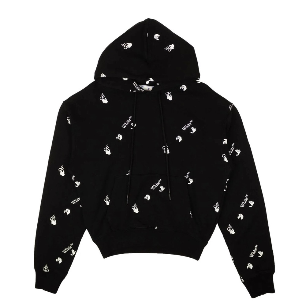 Oversize off-white hoodie hand print logo unisex